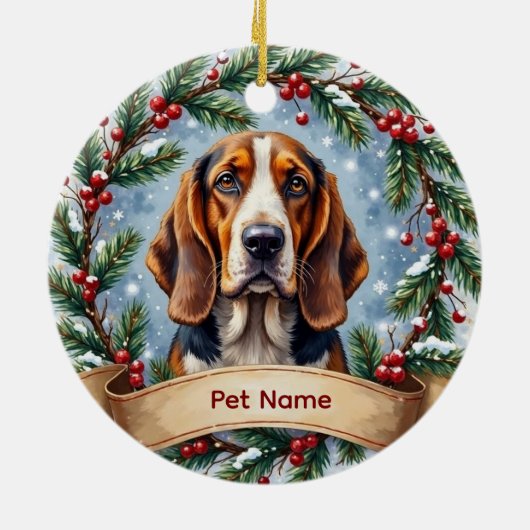 Basset Hound Weihnachten Keramik Ornament (Hinten)