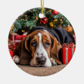 Basset Hound Weihnachten Keramik Ornament (Vorne)