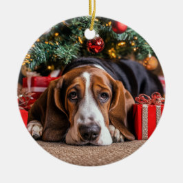 Basset Hound Weihnachten Keramik Ornament