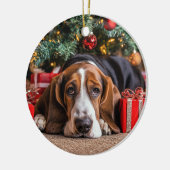 Basset Hound Weihnachten Keramik Ornament (Links)