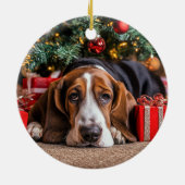 Basset Hound Weihnachten Keramik Ornament (Hinten)