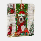 Basset Hound Weihnachten Keramikornament (Rechts)