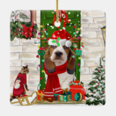 Basset Hound Weihnachten Keramikornament (Rückseite)