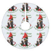 Basset Hound Weihnachten Polyester Weihnachtsbaumdecke (Vorderseite)