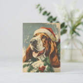 Basset Hound Weihnachten Postkarte (Stehend Vorderseite)