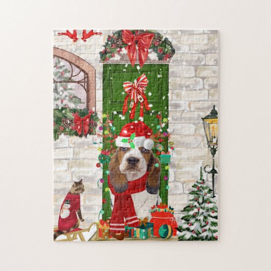 Basset Hound Weihnachten Puzzle (Vertikal)