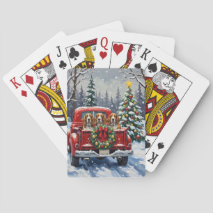 Basset Hound Weihnachten Roter LKW Feiertag Spielkarten