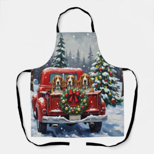 Basset Hound Weihnachten Rotes Lastwagen Ferien Schürze