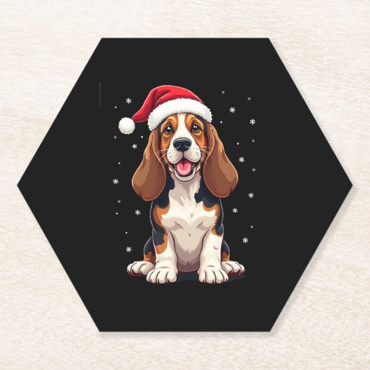 Basset Hound Weihnachts-Tank Untersetzer (Vorderseite)