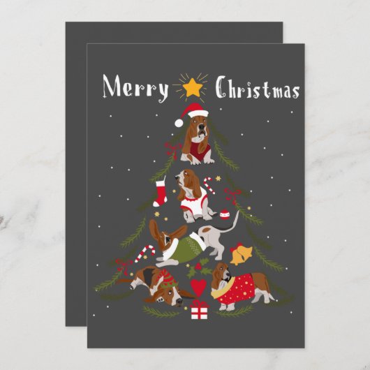 Basset Hound Weihnachtsbaum Xmas Hund Lover Einladung (Vorne/Hinten)