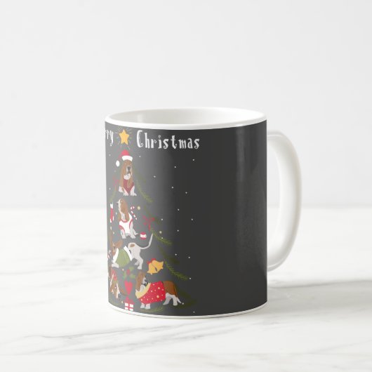 Basset Hound Weihnachtsbaum Xmas Hund Lover Kaffeetasse (VorderseiteRechts)