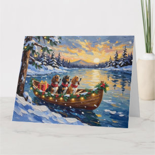 Basset Hound Weihnachtsboot Urlaub Karte