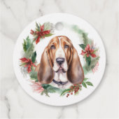 Basset Hound Weihnachtsfeiertag Festliche Jungfrau Geschenkanhänger (Rückseite)