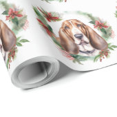 Basset Hound Weihnachtsfeiertag Festliche Jungfrau Geschenkpapier (Rolleneckpunkt)
