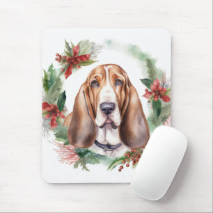 Basset Hound Weihnachtsfeiertag Festliche Jungfrau Mousepad