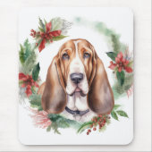 Basset Hound Weihnachtsfeiertag Festliche Jungfrau Mousepad (Vorne)