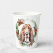 Basset Hound Weihnachtsfeiertag Festliche Jungfrau Pappbecher (Rückseite)