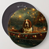Basset Hound Weihnachtsfest Reise Button (Vorne & Hinten)