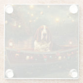 Basset Hound Weihnachtsfest Reise Glasuntersetzer (Rückseite)