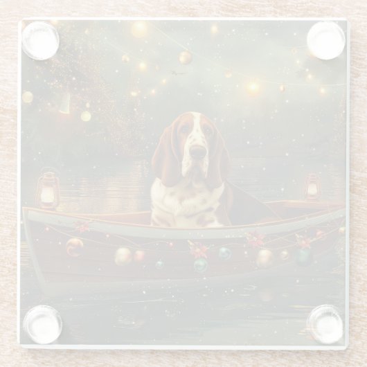 Basset Hound Weihnachtsfest Reise Glasuntersetzer (Rückseite)