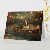 Basset Hound Weihnachtsfest Reise Karte (Gelbe Blume)