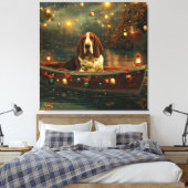 Basset Hound Weihnachtsfest Reise Leinwanddruck (Insitu (Schlafzimmer))