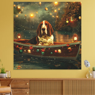 Basset Hound Weihnachtsfest Reise Leinwanddruck