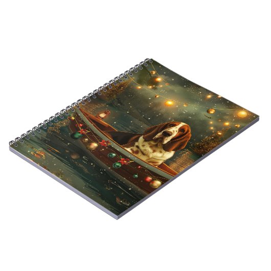 Basset Hound Weihnachtsfest Reise Notizblock (Linke Seite)