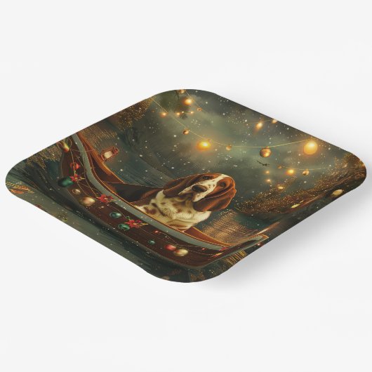 Basset Hound Weihnachtsfest Reise Pappteller (Gewinkelt)