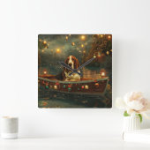 Basset Hound Weihnachtsfest Reise Quadratische Wanduhr (Zuhause)