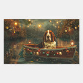 Basset Hound Weihnachtsfest Reise Rechteckiger Aufkleber (Vorderseite)