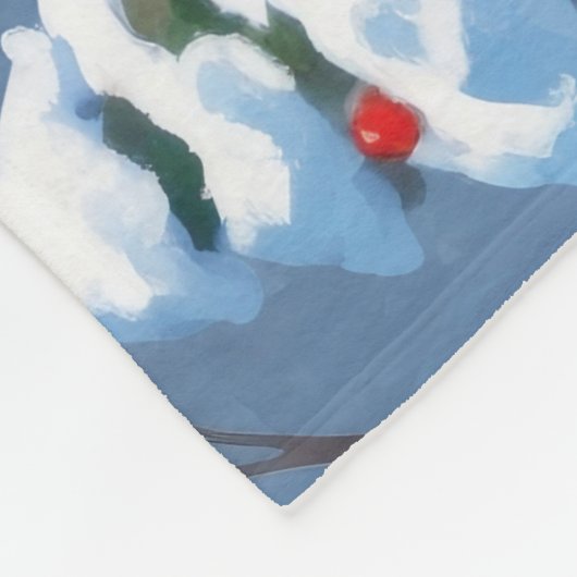 Basset Hound Weihnachtsfest Schneeszene Fleecedecke (Ecke)