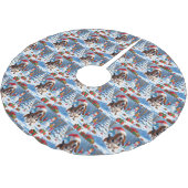 Basset Hound Weihnachtsfest Schneeszene Polyester Weihnachtsbaumdecke (Schrägansicht)