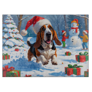 Basset Hound Weihnachtsfest Schneeszene Schneidebrett