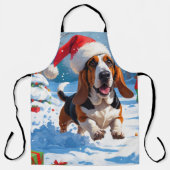 Basset Hound Weihnachtsfest Schneeszene Schürze