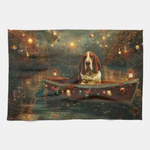 Basset Hound Weihnachtsfestliche Reise Geschirrtuch