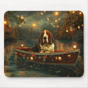 Basset Hound Weihnachtsfestliche Reise Mousepad