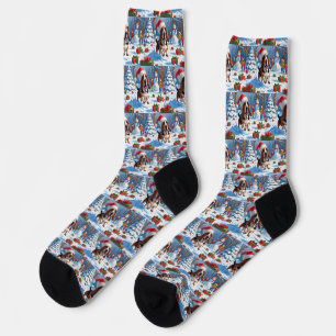Basset Hound Weihnachtsfestliche Schneeszene Socken