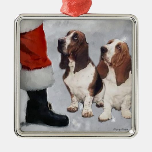 Basset Hound Weihnachtsgeschenke Ornament Aus Metall (Vorne)