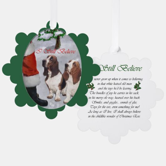 Basset Hound Weihnachtsgeschenke Ornament Karte (Vorderseite/Rückseite)