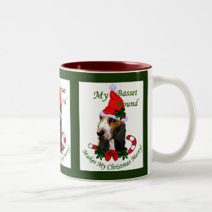 Basset Hound-Weihnachtsgeschenke Zweifarbige Tasse