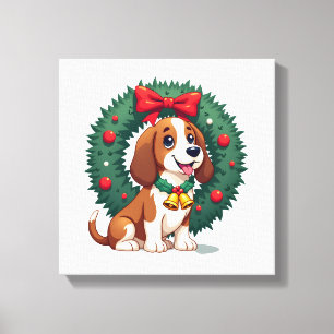 Basset Hound Weihnachtsglocke Leinwanddruck