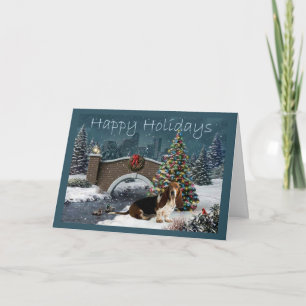 Basset Hound Weihnachtskarte Abend Feiertagskarte