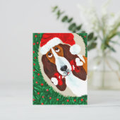 Basset Hound Weihnachtskranz Feiertagspostkarte (Stehend Vorderseite)