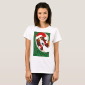 Basset Hound-WeihnachtsKranz T-Shirt (Vorne ganz)