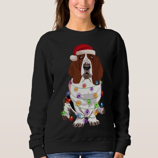 Basset Hound Weihnachtslicht Weihnachtslicht Weihn Sweatshirt (Vorderseite)