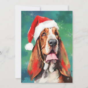Basset Hound Weihnachtsmalerei Feiertagskarte