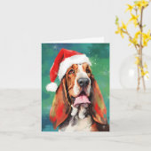 Basset Hound Weihnachtsmalerei Karte (Gelbe Blume)