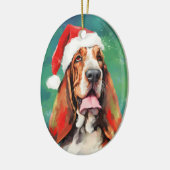 Basset Hound Weihnachtsmalerei Keramik Ornament (Links)