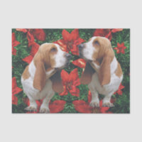 Basset Hound-Weihnachtspoinsettias